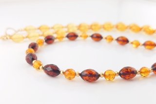 Amazon | 琥珀 ロングネックレス イエローアンバー ハニー