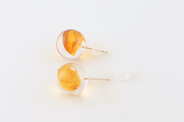 画像7: 虫入り琥珀ピアス (7)