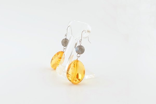 画像6: 琥珀ネックレス・ピアスセット品 (6)