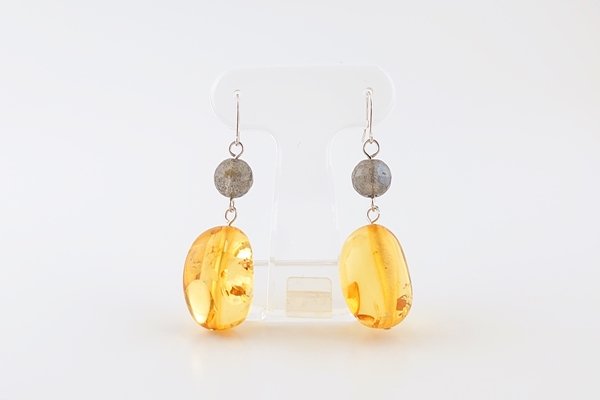 画像5: 琥珀ネックレス・ピアスセット品 (5)