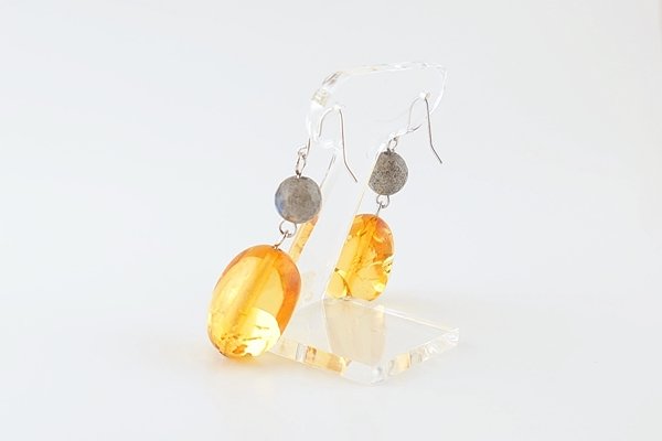 画像8: 琥珀ネックレス・ピアスセット品 (8)