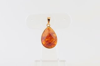 質屋 尾張屋商店 東京】 ☆仕上済☆ K18YG 琥珀 ペンダント