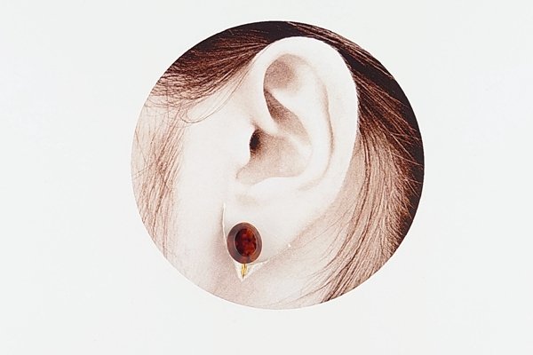 画像6: 久慈産琥珀イヤリング (6)