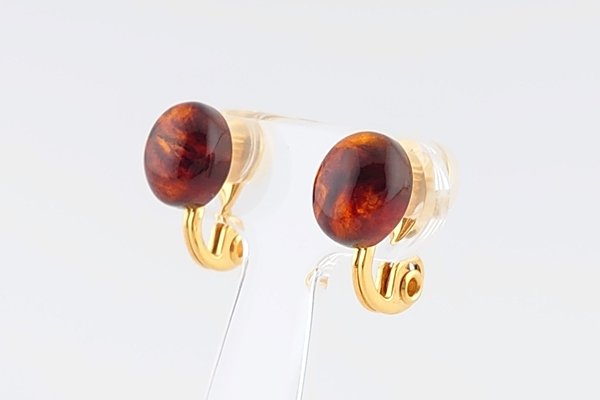 画像2: 久慈産琥珀イヤリング (2)