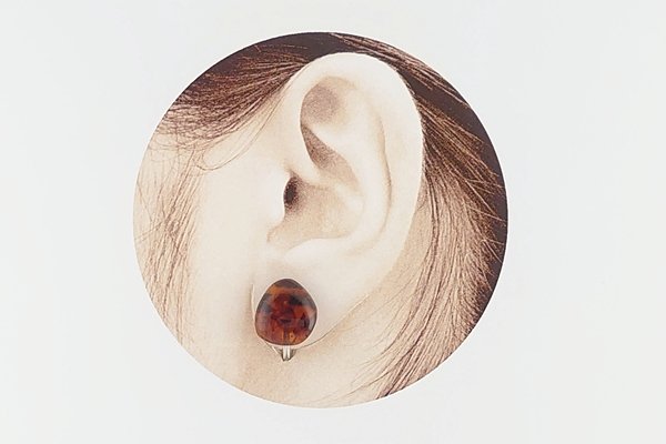 画像5: 久慈産琥珀イヤリング (5)