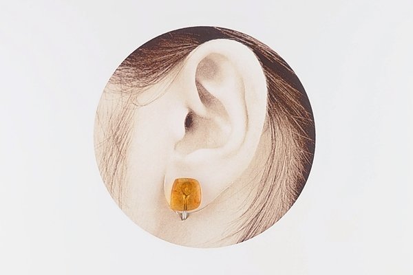 画像5: 久慈産琥珀イヤリング (5)