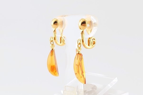 画像2: 琥珀イヤリング (2)