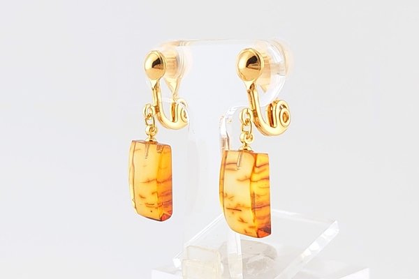 画像2: 琥珀イヤリング (2)