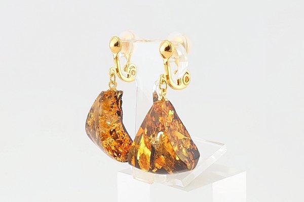 画像2: 琥珀イヤリング (2)