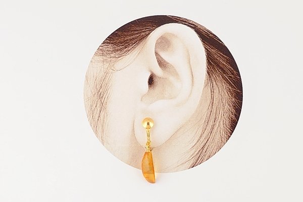 画像5: 琥珀イヤリング (5)