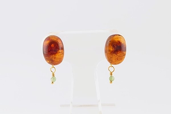 画像1: 久慈産琥珀ピアス (1)