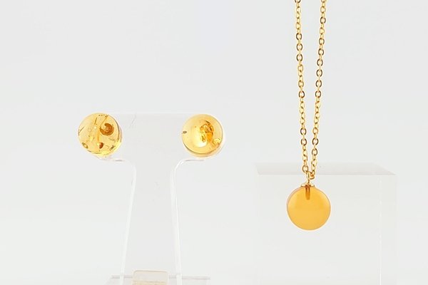 画像1: 琥珀セット品（ネックレス・ピアス） (1)
