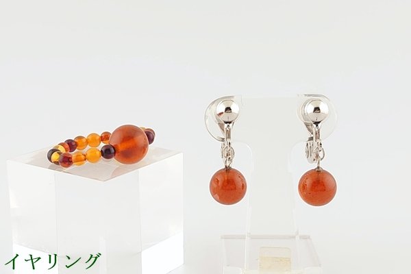 画像1: 琥珀セット品（ネックレス・イヤアクセサリー） (1)