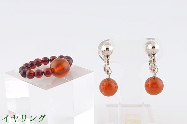 画像1: 琥珀セット品（ネックレス・イヤアクセサリー） (1)