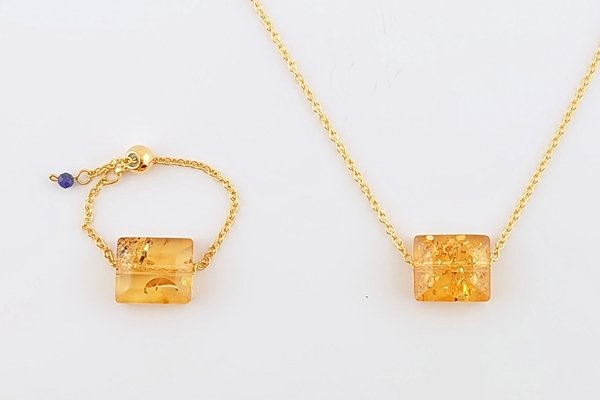 画像1: 琥珀セット品（ネックレス・ピアス） (1)