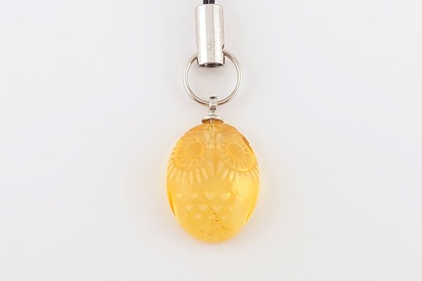 画像2: 琥珀ストラップ＜ふくろう＞ (2)