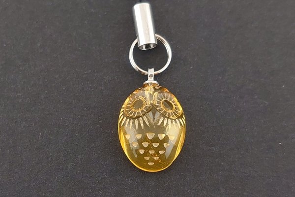 画像1: 琥珀ストラップ＜ふくろう＞ (1)