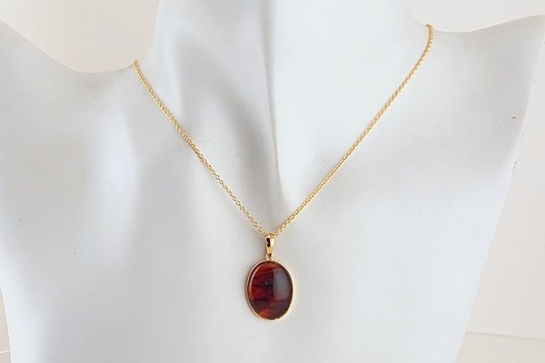 画像6: 久慈産琥珀ペンダント（チェーンネックレス付き） (6)