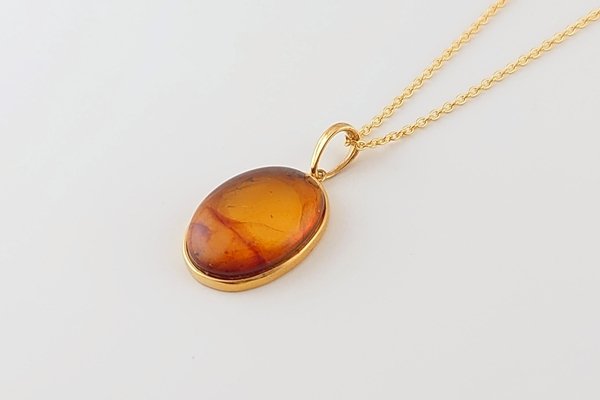 画像4: 久慈産琥珀ペンダント（チェーンネックレス付き） (4)
