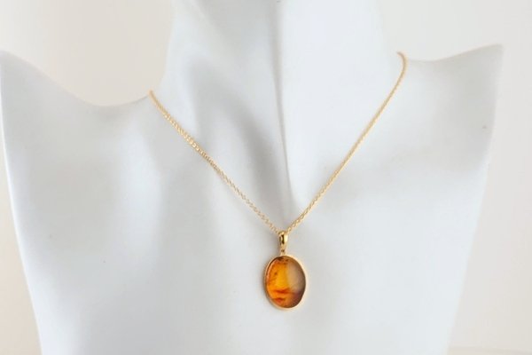 画像6: 久慈産琥珀ペンダント（チェーンネックレス付き） (6)