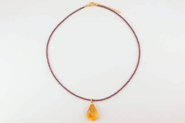 画像3: 琥珀ペンダント（天然石ネックレス付き） (3)