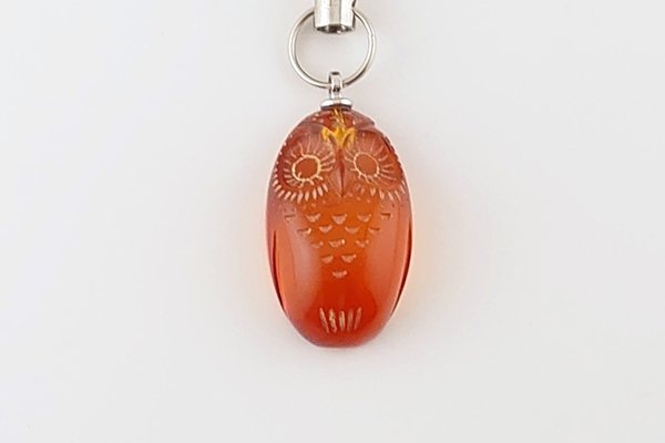 画像1: 琥珀ストラップ＜ふくろう＞ (1)