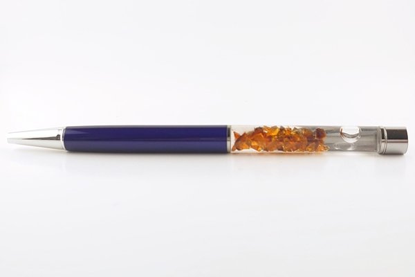 画像3: 久慈産琥珀フローティングボールペン＜青＞ (3)