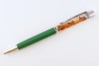 画像1: 久慈産琥珀フローティングボールペン＜グリーン＞ (1)