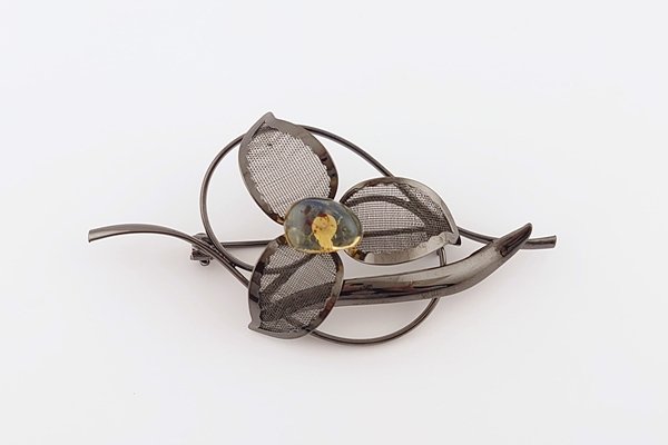 画像4: ブルーアンバーブローチ (4)