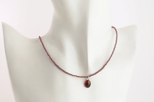 画像5: 久慈産琥珀ネックレス（ガーネット） (5)