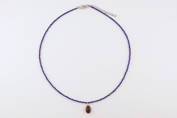 画像2: 久慈産琥珀ネックレス（ラピスラズリ） (2)