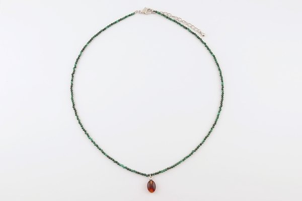 画像2: 久慈産琥珀ネックレス（マラカイト） (2)