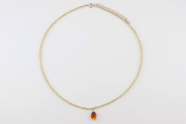 画像2: 久慈産琥珀ネックレス（ペリドット） (2)