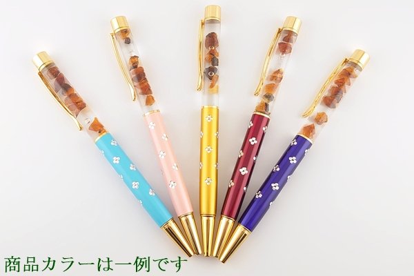 画像4: 久慈産琥珀フローティングボールペン＜ゴールド・柄入り＞ (4)